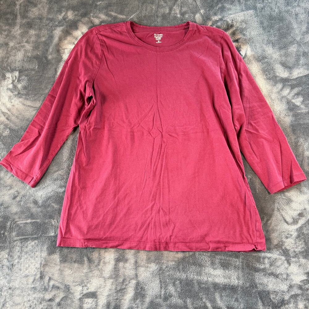 Kim Rogers Womens Medium Burgundy 3/4 Sleeve Crew Neck Top